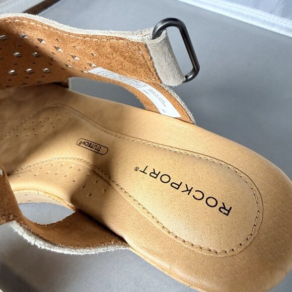 ROCKPORT Women's Briah Perf Sling Wedge Sandals Beige Size 6M - Picture 8 of 9